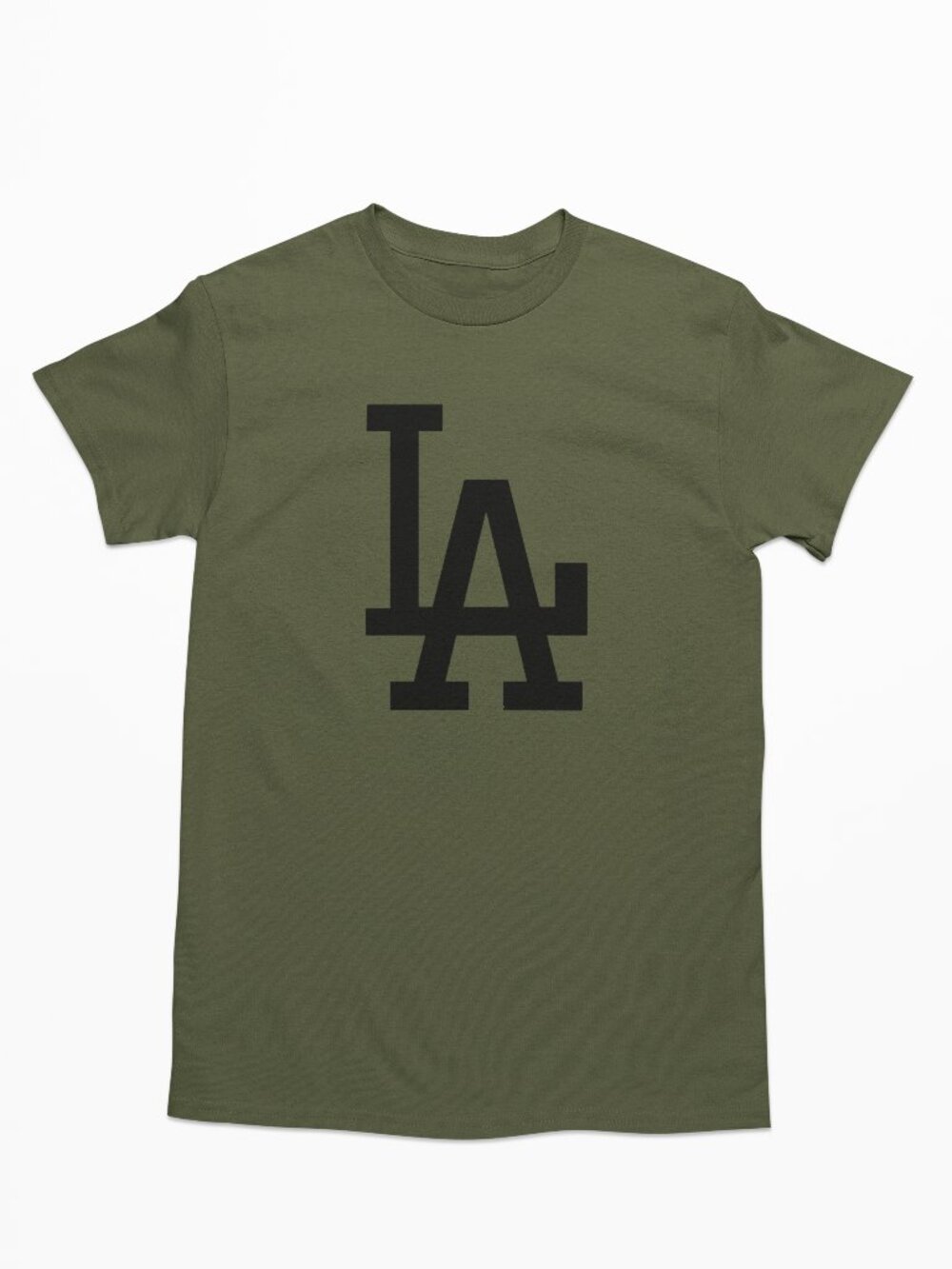 NEW Los Angeles Dodgers LA Monogram Logo T-Shirt MILITARY ARMY GREEN